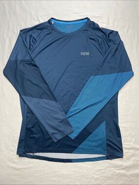GORE Performance Long-Sleeve Tee — Navy with Bright Blue Accents